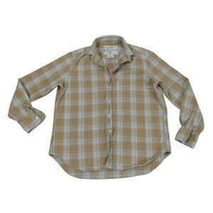 Frank & Eileen Button Up Shirt Womens S Brown Flannel Plaid Italy